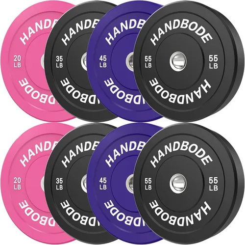 Vista 34 de HANDBODE Juego de discos de peso de 2 pulgadas de alto rebote, juego de discos olímpicos de 45/100/160/190/260/300 libras, juego de discos