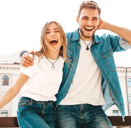 Vista 2 de COAI Collares con colgante de cuentas de piedra para parejas para él y ella, Piedra