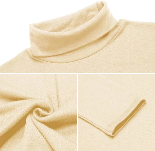 Vista 87 de Camiseta de manga larga para hombre, ajustada, ligera, con cuello de tortuga