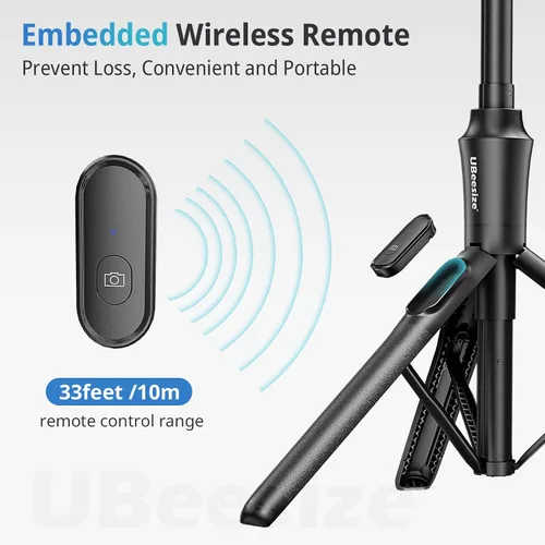 Vista 5 de UBeesize Trípode magnético para teléfono selfie de 62 pulgadas con control remoto inalámbrico, soporte extensible para teléfono celular, compatible