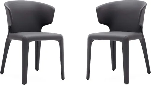 Vista 19 de Manhattan Comfort Conrad - Sillas de comedor modernas de mediados de siglo, muebles de cocina tapizados de tweed con respaldo contorneado, acolchado