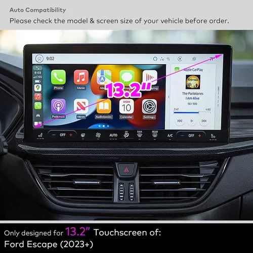 Vista 2 de Protector de pantalla de vidrio templado para Ford Escape (2023/2024/2025) ST-Line Select/Platinum/ST-Line Elite Accesorios de pantalla táctil