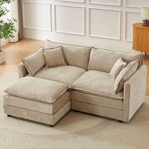 Vista 7 de Sofá modular seccional, juego de sofá en forma de L de 77 pulgadas con reposabrazos, cómodos sofás de nube de 2 plazas para sala de estar