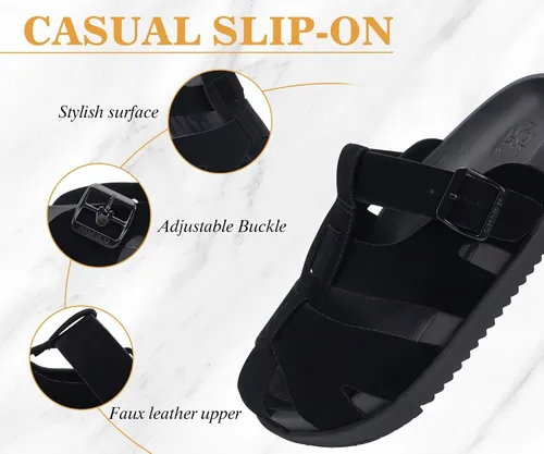 Vista 3 de KuaiLu Sandalias tipo zueco para mujer con soporte de arco cómodo, plataforma elegante, cojín de espuma viscoelástica, sandalias elegantes