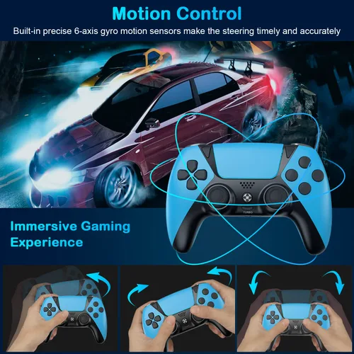 Vista 6 de TOPAD Ymir Wireless Remote for PS4 Controller,Blue Gamepad Control for Playstation 4 Controller, Upgraded Elite Pa4 Controllers with Vibration
