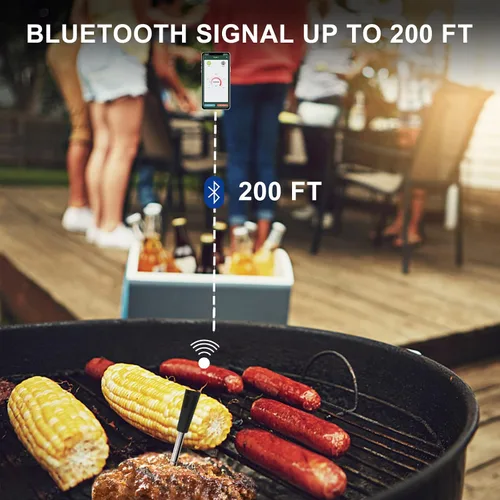Vista 3 de Termómetro inalámbrico Bluetooth para carne, alcance de 200 pies, termómetro inalámbrico para alimentos con aplicación termómetro de carne para asar