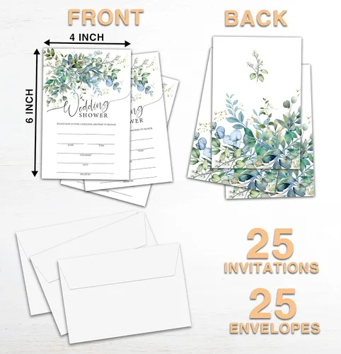 Vista 2 de Greenery Invitaciones de despedida de soltera, invitaciones florales para despedida de soltera, invitaciones para fiesta de compromiso, boda