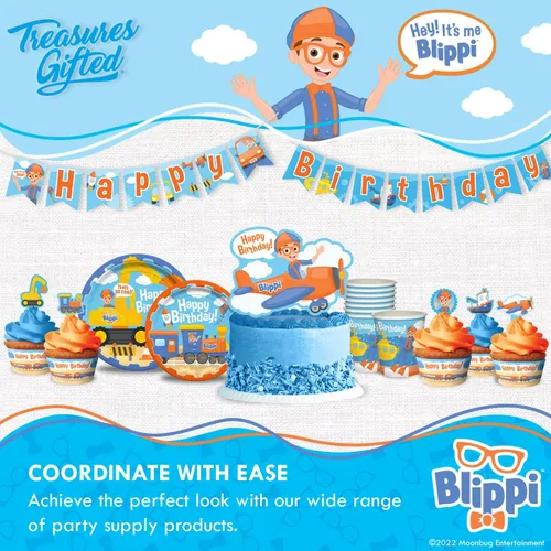 Vista 6 de Treasures Gifted Vehículo de tazas Blippi con licencia oficial de 16 unidades - 9 onzas - Suministros para fiesta de cumpleaños Blippi