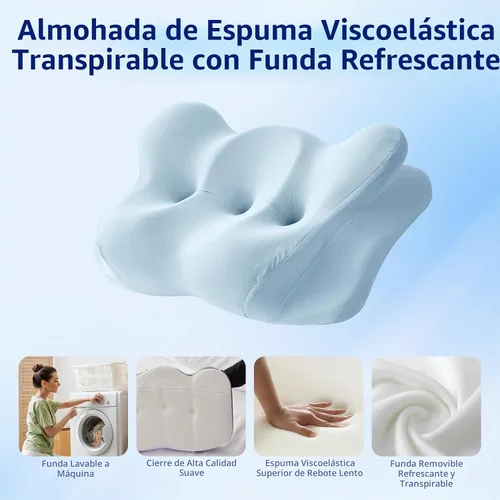 Vista 7 de FUNCCUBE Almohada cervical para el cuello – Almohadas de espuma viscoelástica para aliviar el dolor dormir con funda de almohada refrescante