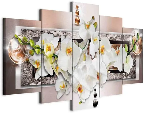 Vista 11 de Lienzo decorativo con impresión artística de diseño de orquídea de Artgeist Orquídea #01