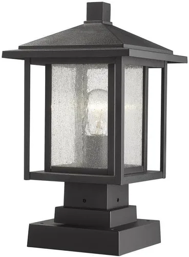 Vista 4 de Z-Lite 554PHMS-SQPM-ORB 1 lámpara de montaje en muelle para exteriores, bronce aceitado, 16.77x9.00x9.00