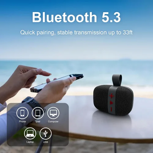 Vista 3 de Fisher Altavoces Bluetooth portátiles, altavoces con clip Bluetooth inalámbricos, altavoz impermeable IPX5, altavoz Bluetooth de potencia máxima