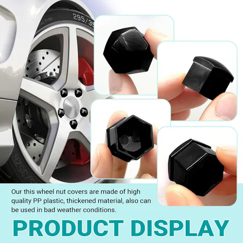 Vista 3 de 20 fundas para tuercas de rueda de automóvil, cubierta decorativa de pernos de rueda de 0.67 pulgadas con herramienta de extracción, tapas