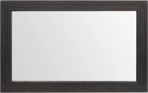 Vista 4 de Espejo de pared de madera empalmada hecha a mano para baño, espejo de tocador rústico estilo granja, arte de pared de decoración, marco de madera