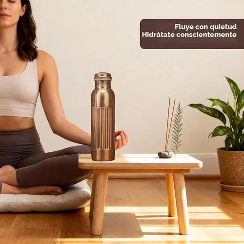 Vista 6 de Botella de agua de cobre antiguo para beber, recipiente de cobre de 32 onzas, botella ayurvédica grande para gimnasio, yoga, oficina, senderismo