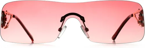 Vista 6 de YOGFIT Lentes de sol Y2K sin montura para mujeres y hombres, a la moda, envolventes, futuristas, geniales