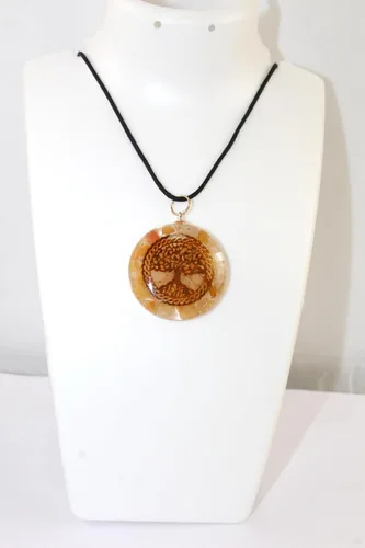 Vista 5 de HiJet Colgante de orgón Hermoso Cuarzo Dorado Árbol de la Vida Colgante de orgón Equilibrio Energía Positiva Armonía Suerte Yoga Meditación Reiki