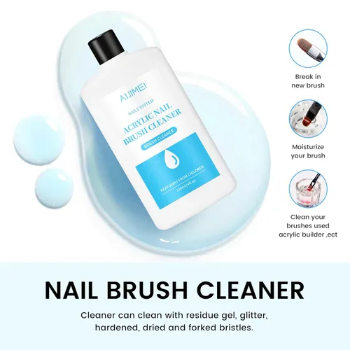 Vista 2 de Limpiador de pinceles de uñas de 4.1 fl oz, limpiador de uñas eficiente para uñas acrílicas, limpiador de pinceles profesional para acrílico limpiar