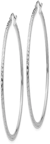 Vista 4 de Aretes de aro de oro blanco de 14 quilates con corte de diamante tubo de 0079in