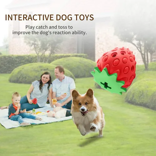 Vista 4 de Askhald Juguete masticable con sabor a fresa para masticadores agresivos, cepillo de dientes para perros, juguete interactivo para perros pequeños