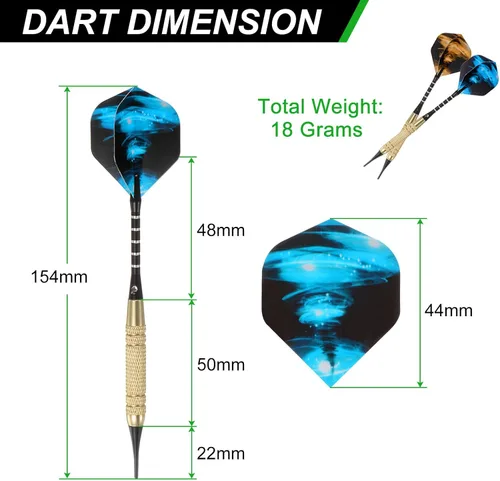Vista 2 de PATIKIL Juego de 12 dardos de punta suave, punta de plástico, 0.63 oz con 60 extra