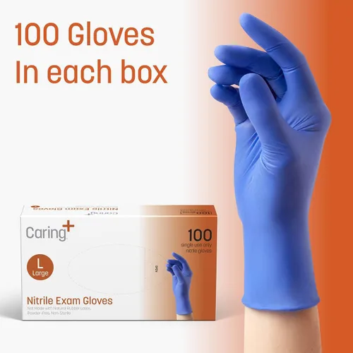 Vista 5 de Nitrile Exam Gloves, Powder Free and Not Made with Natural Rubber Latex Large (paquete de 100)