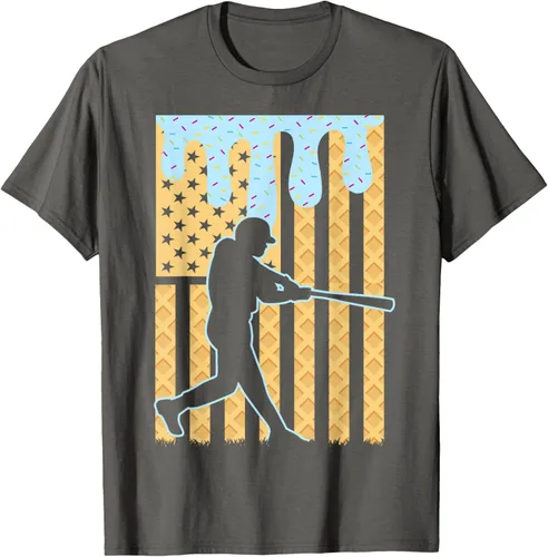 Vista 110 de Camiseta de béisbol Drip Boys Dripping Ice Cream Baseball American Flag, Negro -, Pequeña