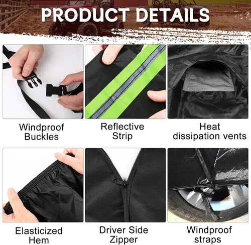 Vista 4 de Cubierta impermeable para UTV de repuesto para accesorios Polaris RZR, cubierta al aire libre a prueba de polvo con rejillas de ventilación