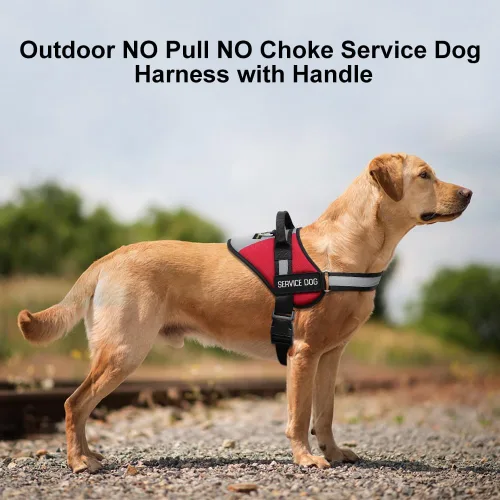 Vista 5 de Plutus Pet Chaleco de servicio para perro, arnés de chaleco para perro sin tirones con asa de fácil control, reflectante, transpirable, suave