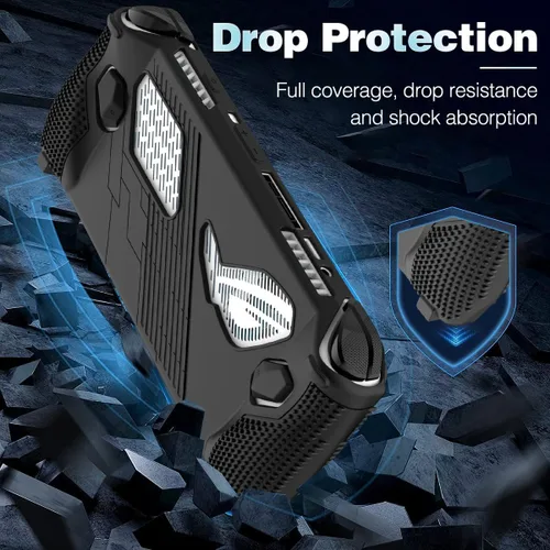 Vista 3 de Funda protectora para Rog Ally Stand, protector de accesorios de silicona, cubierta suave con 2 pares de tapas de agarre para el pulgar, soporte