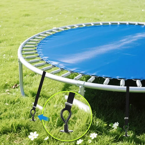 Vista 2 de Tornillo de anclaje de suelo de 22.4 pulgadas, paquete de 4 estacas de anclaje para trampolín, kit de amarre en espiral resistente al viento