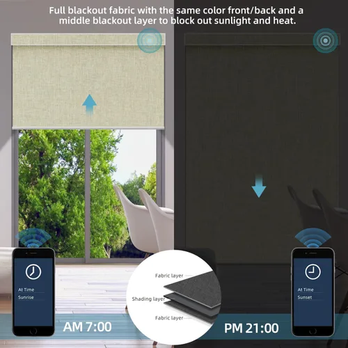 Vista 5 de SmartWings Persianas motorizadas con control remoto para ventanas, persianas enrollables Matter 100% opacas, automáticas, eléctricas inteligentes