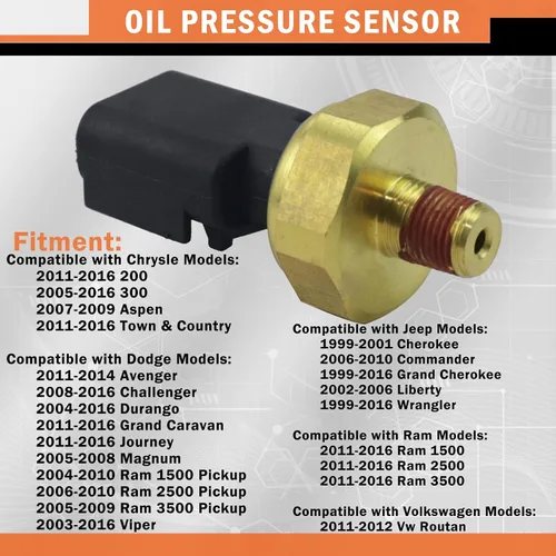Vista 2 de Interruptor de sensor de presión de aceite del motor para Chrysle 200 Dodge Challenger Ram Jeep Cherokee Wrangler Vw Routan modelos 5149062AA