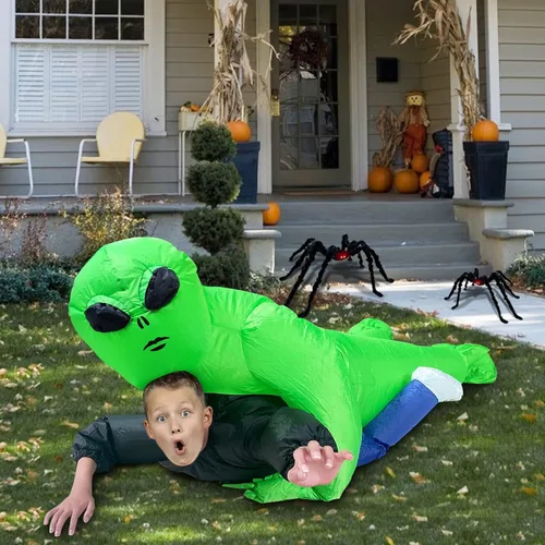 Vista 2 de Camlinbo Disfraz de alienígena inflable de Halloween para niños y niñas, alienígena sujeta, cosplay, fiesta de disfraces de Halloween