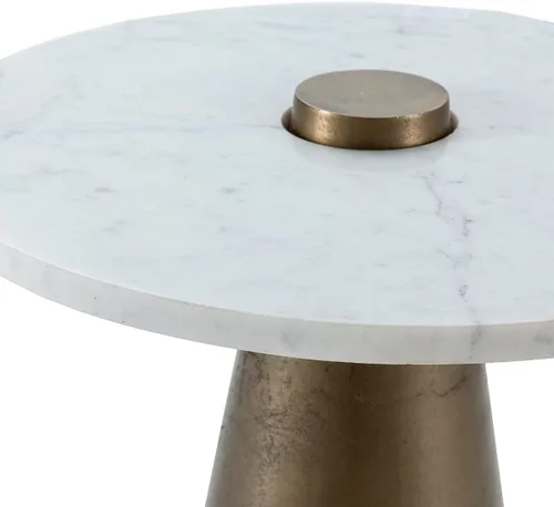 Vista 2 de Mesa Auxiliar 45 x 45 x 52 Mármol Blanco Metal Dorado Antiguo