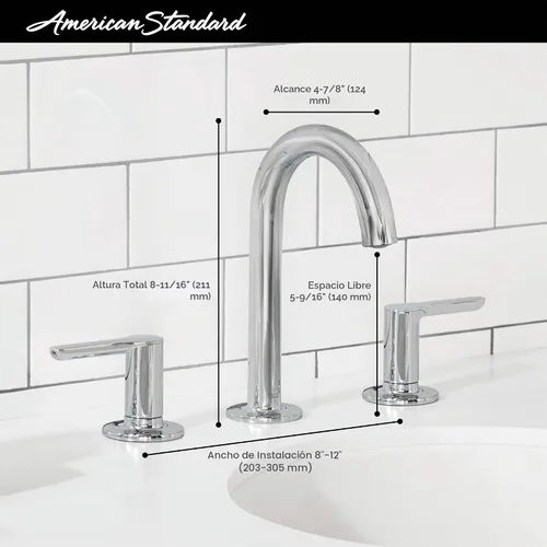 Vista 5 de American Standard 7105801.295 Studio S - Grifo de baño amplio con manijas de palanca, níquel cepillado cepillado níquel