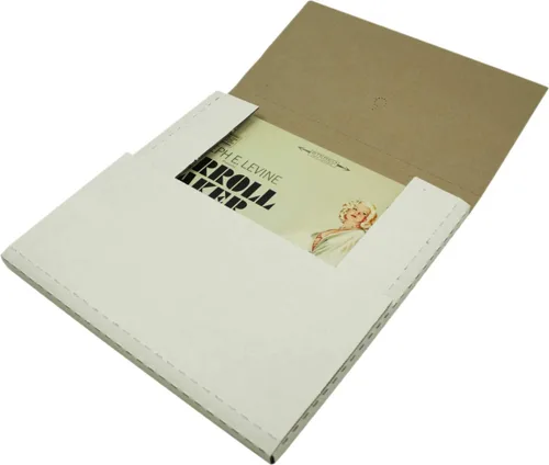 Vista 4 de (10) Cajas de envío de discos de vinilo blanco LP – Capacidad para 1 a 3 discos de 12 pulgadas – Altura ajustable – Cartón fuerte de 32 ECT