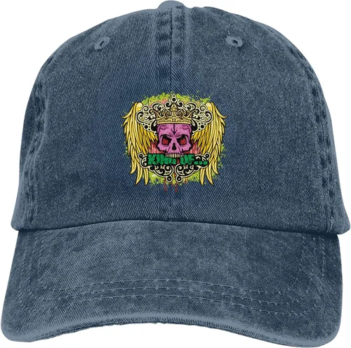 Vista 9 de Sombrero de vaquero de moda para hombre y mujer, ajustable para cuatro estaciones, gorra de béisbol del infierno con ángel, azul marino, Azul marino