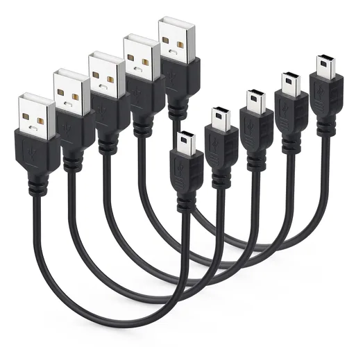 Vista 7 de Smays Paquete de 2 cables mini USB de 1 pie, cable de carga corto USB 2.0 a Mini 5 pines B