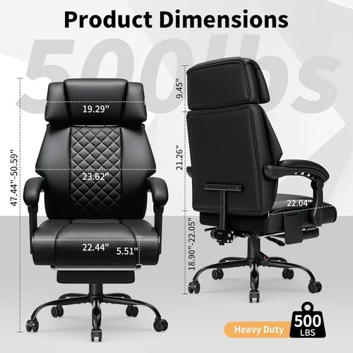 Vista 3 de HOFFREE 8-Point Vibration & Heat Massage Office Chair with Footrest,Black Dark