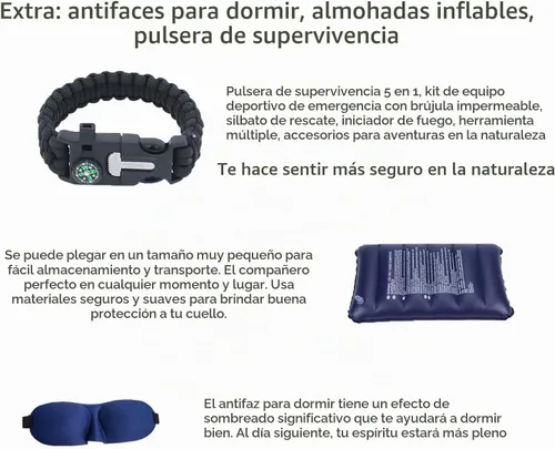 Vista 4 de Hamaca de camping con mosquitera – Hamaca portátil de viaje – Equipo de camping – Tienda de campaña para senderismo al aire libre, campamento, Verde