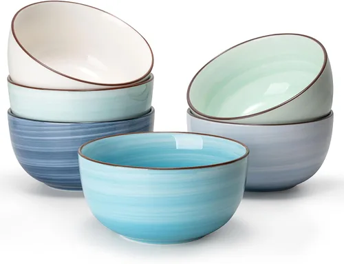 Vista 16 de Sweese Juego de 6 cuencos de porcelana de 4 onzas, mini cuencos para postre, aptos para microondas y lavavajillas, multicolor