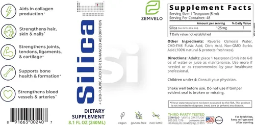 Vista 2 de Sílice iónica líquida, nutrición para el cabello, la piel y las uñas, soporte de colágeno, apoyo articular para tendones y cartílagos de salud, 8