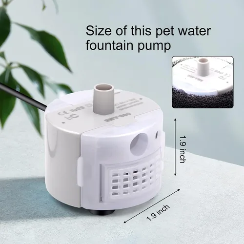 Vista 3 de Bomba de fuente de agua para gatos para fuente de agua de acero inoxidable de 3.2L/108 onzas y fuente de acero inoxidable para gatos de 67 oz/2 L