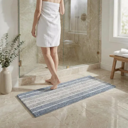 Vista 14 de Alfombra de baño diferente Alfombra de baño absorbente suave de algodón antideslizante para baño, alfombra costera neutra lavable
