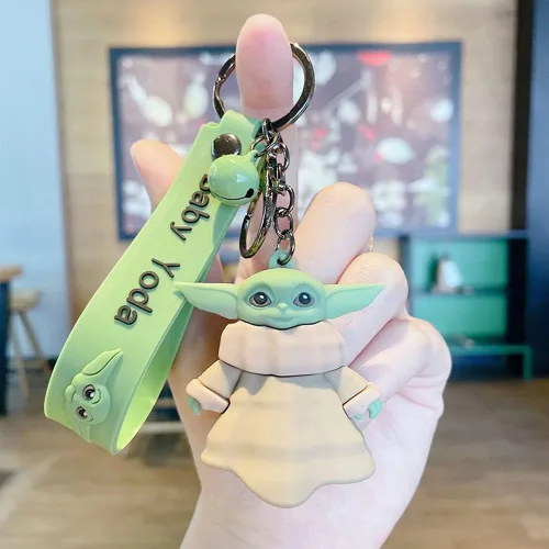 Vista 4 de FosuHc Baby Yoda Keychain Kids 3D PVC Rubber Keychain Handmade Model Decorative Doll Bag Pendant Accessories Nice Gift (Style D), One