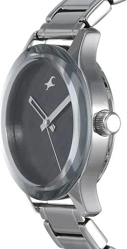 Vista 2 de Fastrack Reloj analógico de moda para mujer, esfera mineral de cuarzo, correa de metal plateado