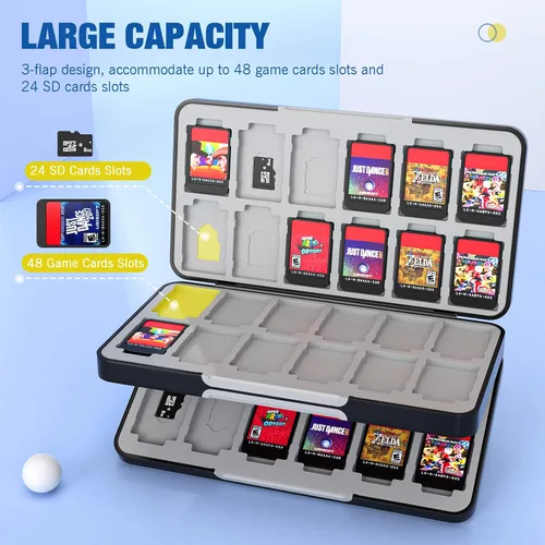 Vista 2 de MoKo Funda para 48 tarjetas de juego compatible con Nintendo Switch OLED 2021SwitchSwitch Lite funda para juegos Switch para tarjetas de juego de 48