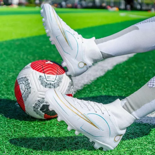 Vista 6 de ESXGED Botas de fútbol para mujer, zapatos deportivos para hombre, para exteriores e interiores, cómodos, para correr, caminar, estudiantes, zapatos
