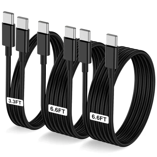 Vista 17 de LOFPYE Paquete de 3 cables USB C a USB C de 1 pie y 60 W, cable de carga rápida tipo C para iPhone Air 17 16e 16 15 Pro Plus Pro Max, para Galaxy